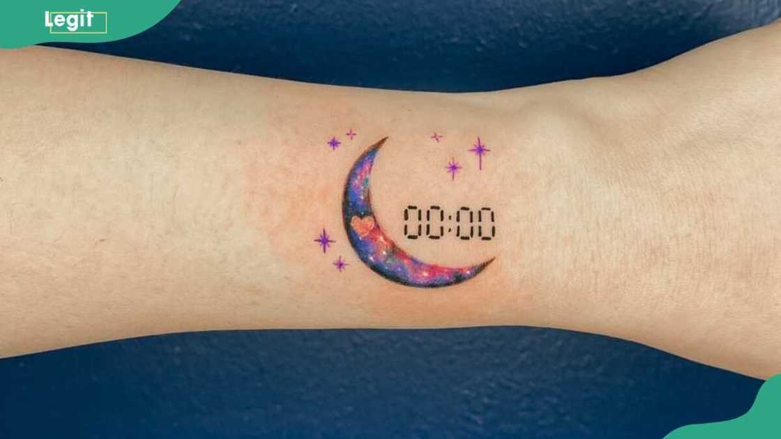 The crescent clock tattoo The crescent clock tattoo