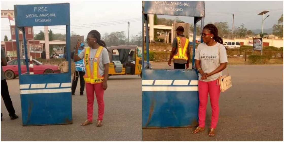 Young Nigerian Lady Receives Huge Praises on Social Media after Controlling Traffic