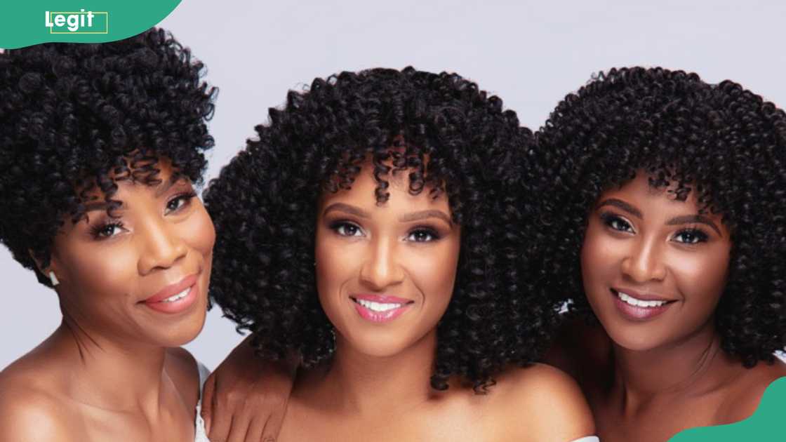 Three women with Twist-out curls hairstyle Three women with Twist-out curls hairstyle