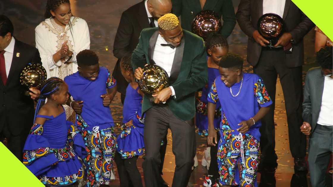 Victor Osimhen dancing after winning the 2023 CAF Best Award.