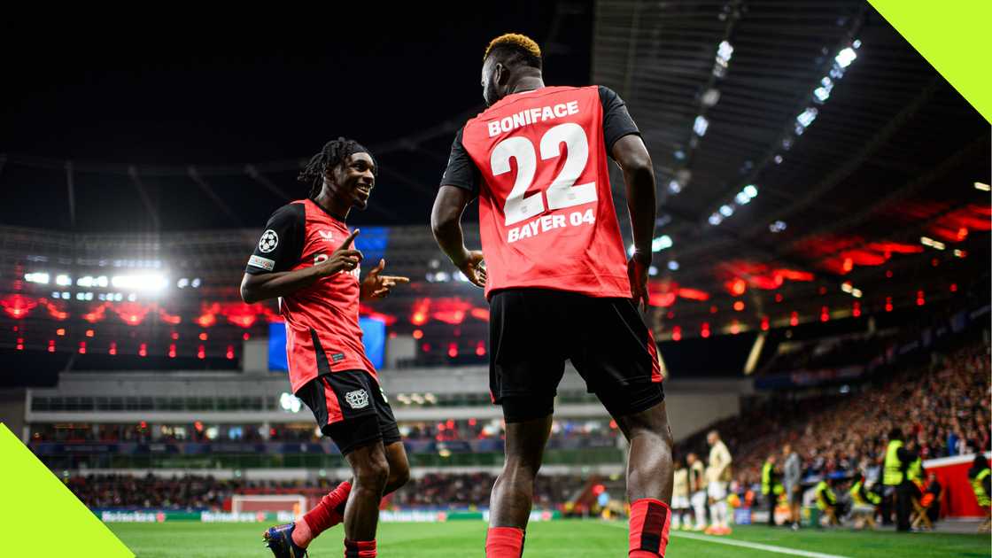 Victor Boniface, Jeremie Frimpong, Bayer Leverkusen, AC Milan, UEFA Champions League, Bay Arena.