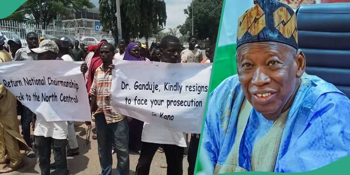 Thugs attack anti-Ganduje protesters/APC headquarters Thugs attack anti-Ganduje protesters/APC headquarters