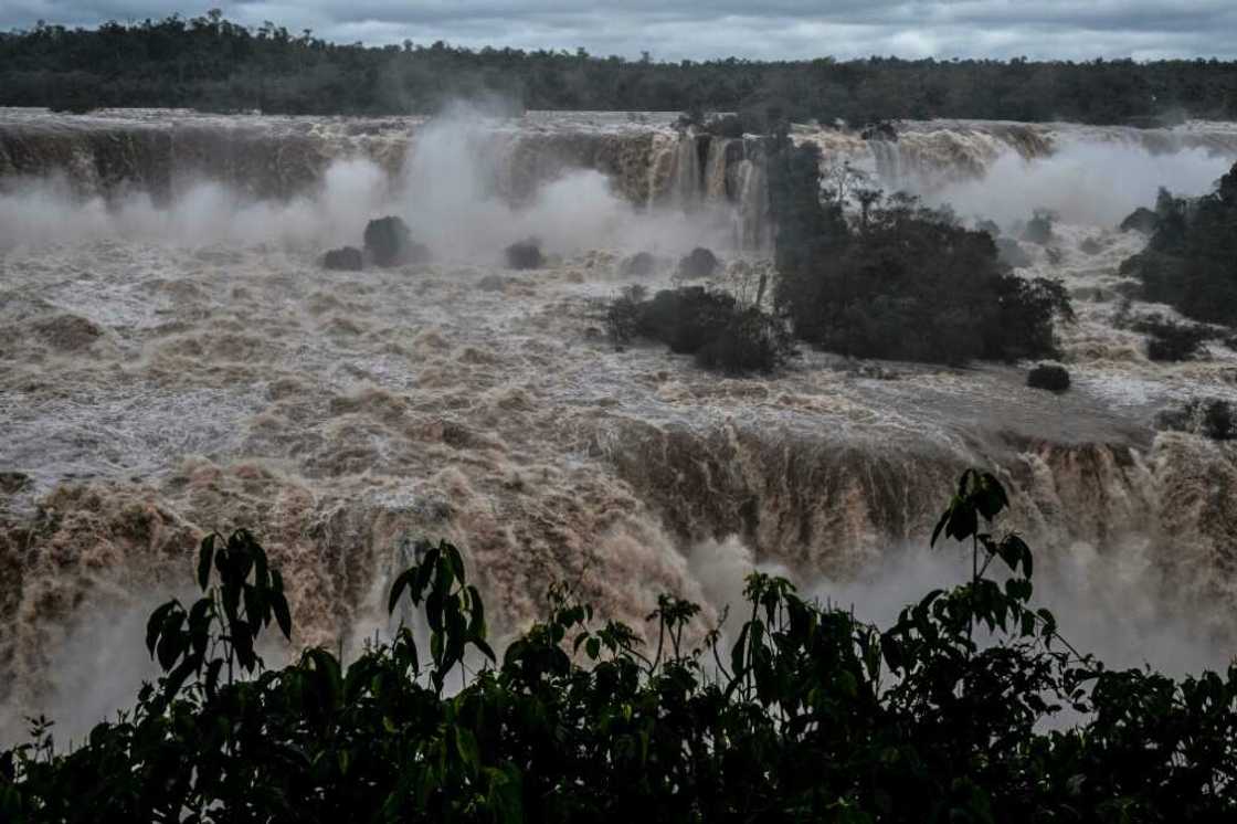 Iguazu, among the world's biggest waterfalls, has nearly 10 times the usual water volume after heavy rains in southern Brazil Iguazu, among the world's biggest waterfalls, has nearly 10 times the usual water volume after heavy rains in southern Brazil