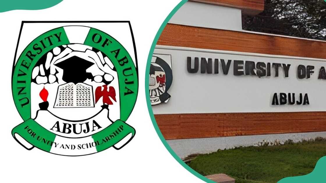 University of Abuja logo and part of institution block