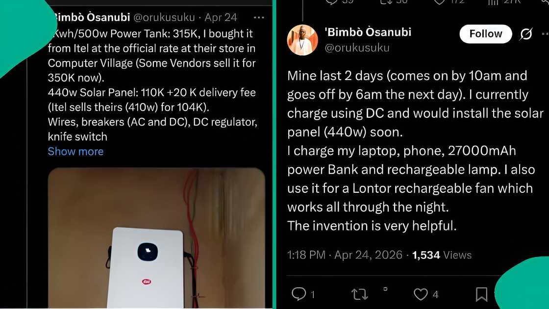 Nigerian man explains what his Itel Power Tank can power
