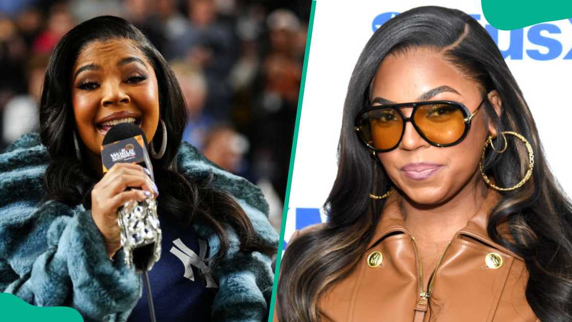 Ashanti performs at Yankee Stadium before a game (L). The singer visits SiriusXM Studios (R) Ashanti performs at Yankee Stadium before a game (L). The singer visits SiriusXM Studios (R)