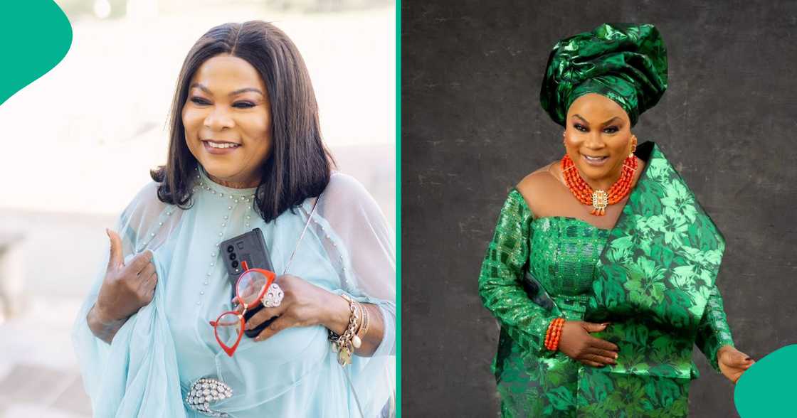 Sola Sobowale expresses gratitude to God on her career. Sola Sobowale expresses gratitude to God on her career.