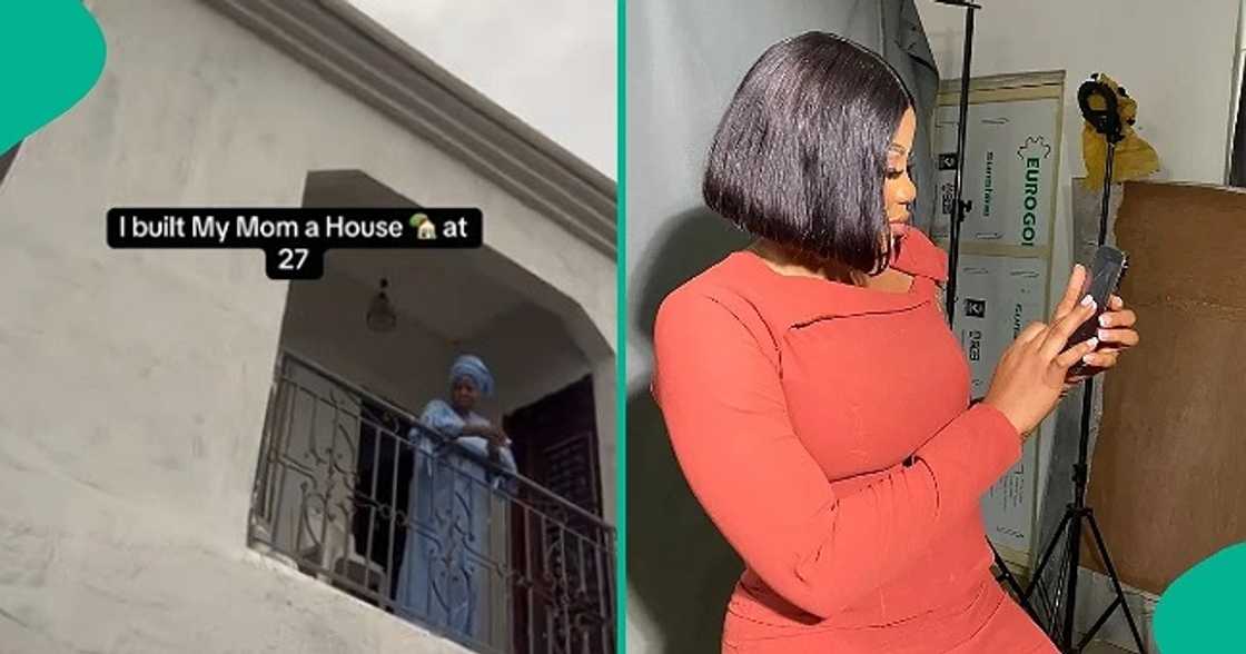 Lady who just clocked 27 builds house for mum, celebrates in video Lady who just clocked 27 builds house for mum, celebrates in video