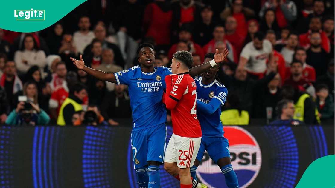 Gianluca Prestianni, Vinicius Junior, 2025/26 UEFA Champions League, Benfica, Real Madrid, Lisbon, Portugal. Gianluca Prestianni, Vinicius Junior, 2025/26 UEFA Champions League, Benfica, Real Madrid, Lisbon, Portugal.