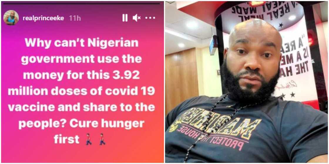 Cure hunger first: Actor Prince Eke advises government on COVID-19 vaccine purchase Cure hunger first: Actor Prince Eke advises government on COVID-19 vaccine purchase