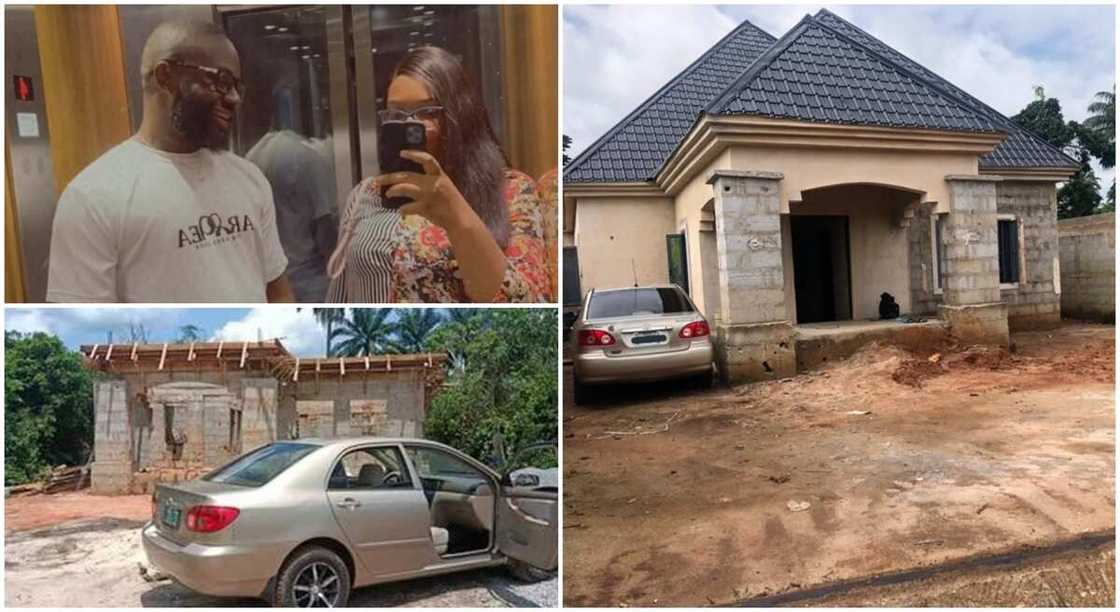 Photos of Nigerian man and his wife showing off their new house. Photos of Nigerian man and his wife showing off their new house.