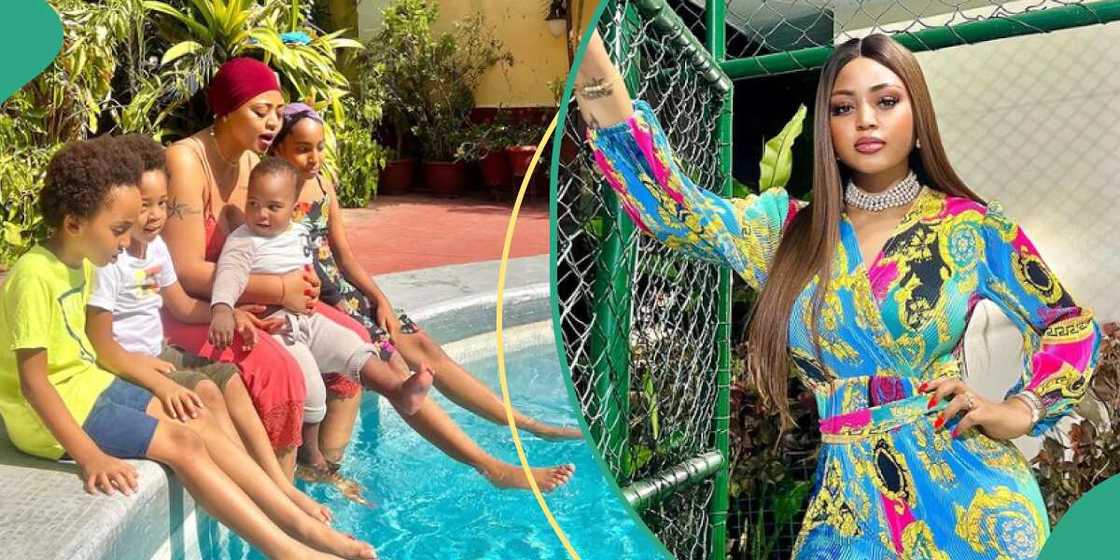 Regina Daniels and her stepchildren play