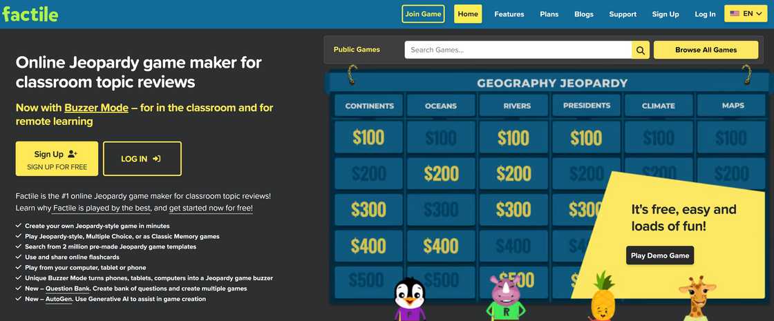 Factile homepage Factile homepage