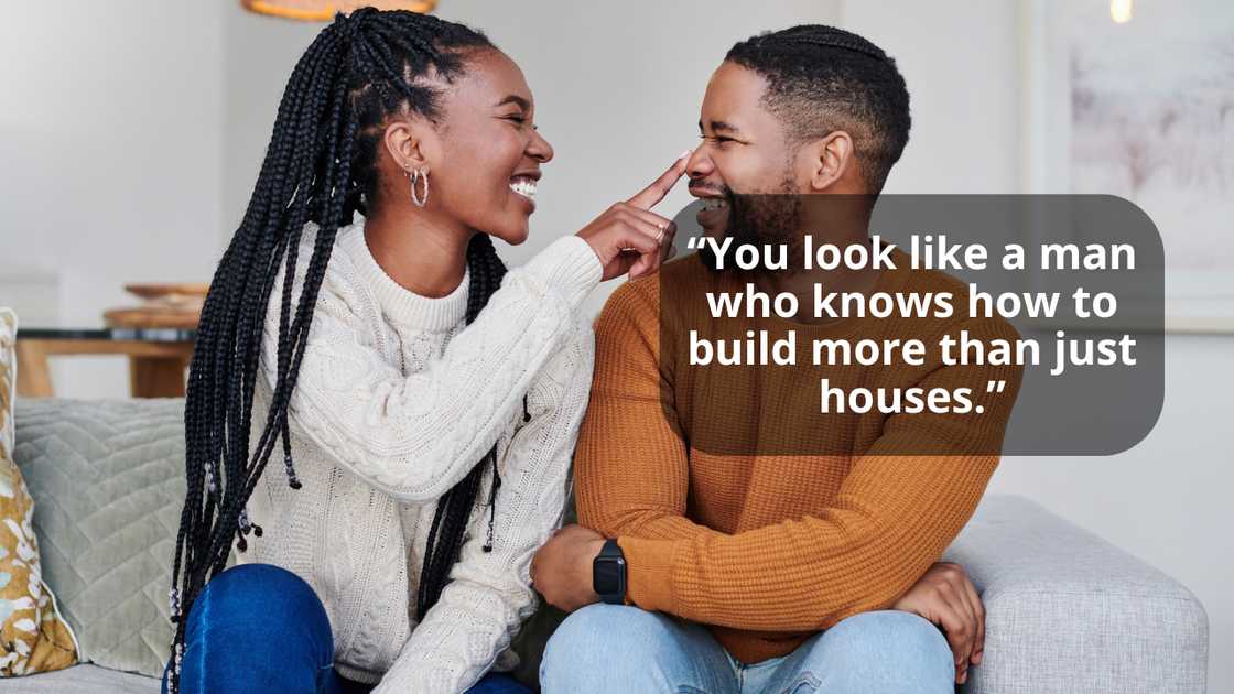 A woman teasing her boyfriend