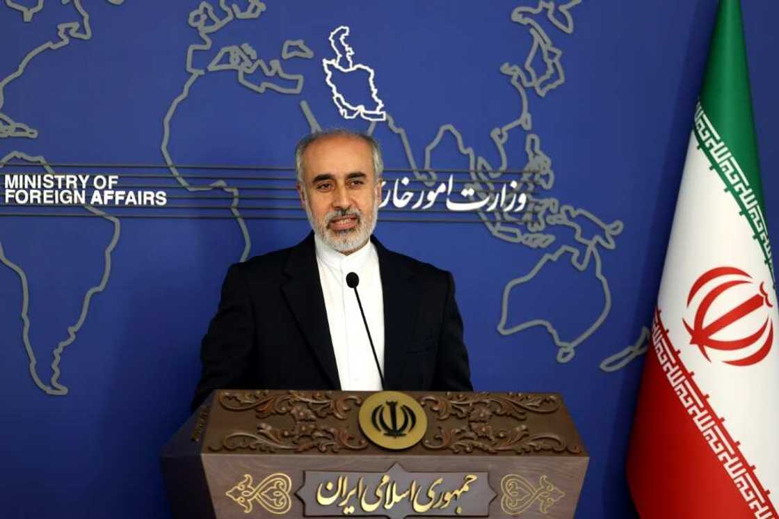 Iran's Foreign Ministry spokesman Nasser Kanani, pictured at a press conference in Tehran on July 13, 2022 Iran's Foreign Ministry spokesman Nasser Kanani, pictured at a press conference in Tehran on July 13, 2022