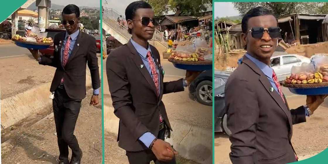 Neatly dressed kola nut seller. Neatly dressed kola nut seller.