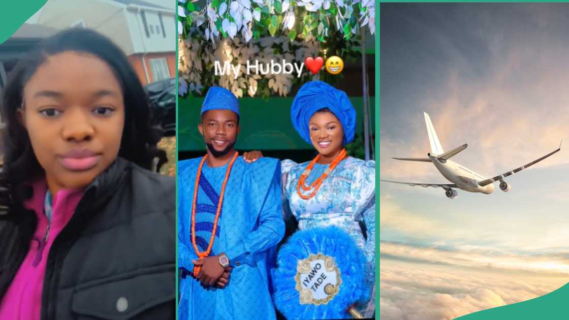 Lady praises her husband for taking her abroad.