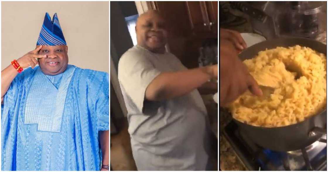 Photos of Governor Ademola Adeleke cooking Photos of Governor Ademola Adeleke cooking