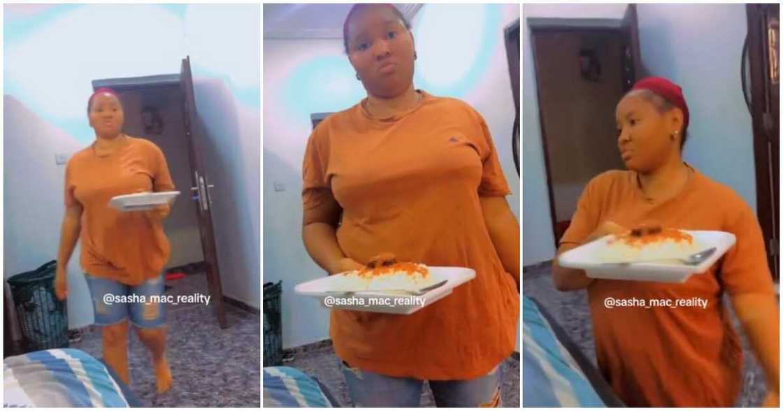 Nigerian man, wife, food, kneel Nigerian man, wife, food, kneel