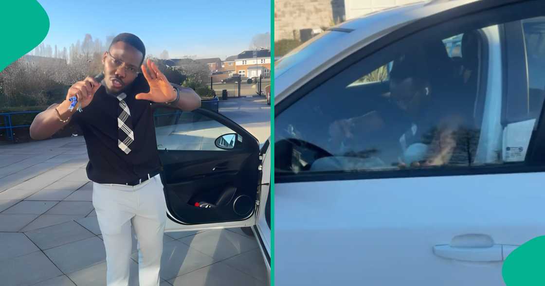 Mixed reactions as Nigerian man buys his first car abroad years after people laughed at him because of his job