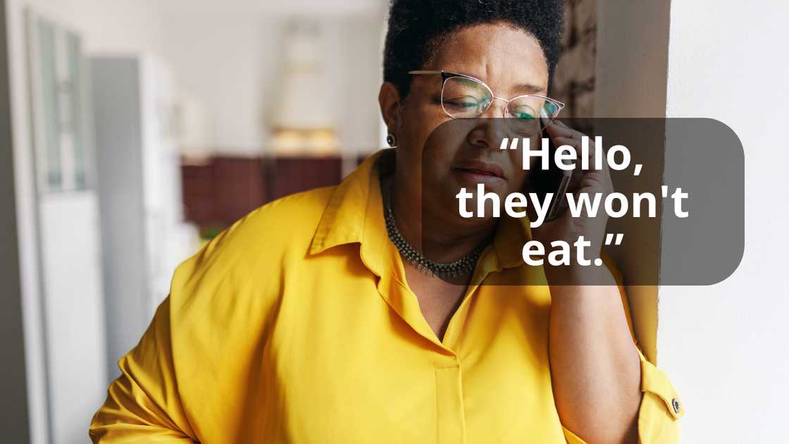 a worried senior woman on a call