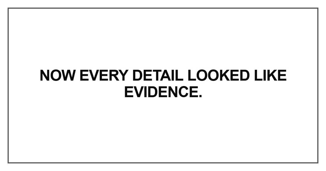 Now every detail looked like evidence Now every detail looked like evidence