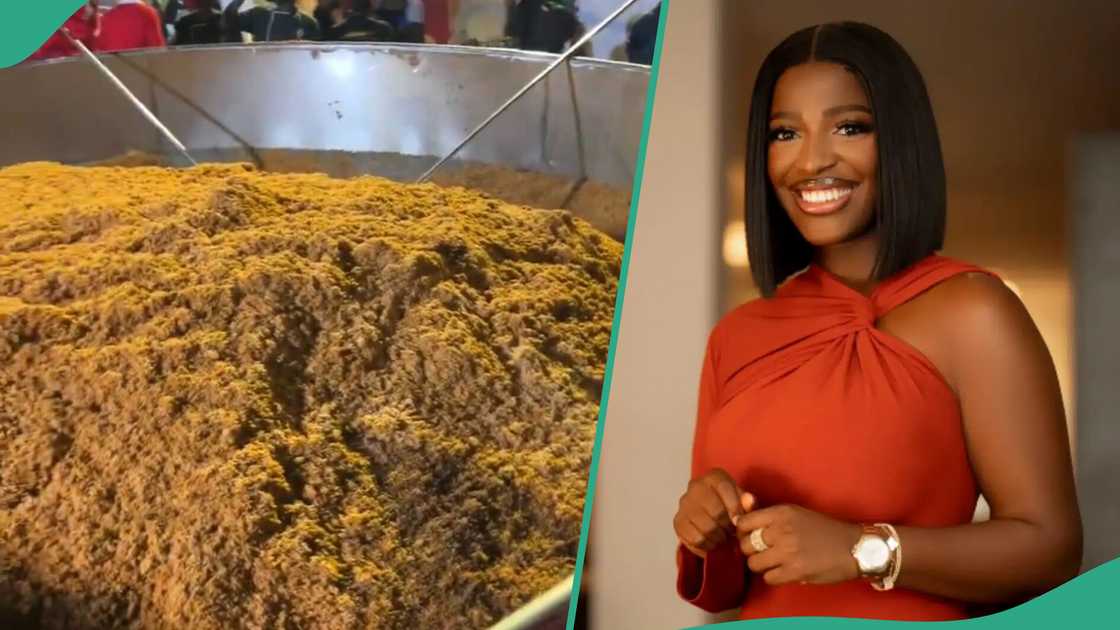 After cooking the largest pot of jollof rice, Hilda Baci shared the food into plates. After cooking the largest pot of jollof rice, Hilda Baci shared the food into plates.