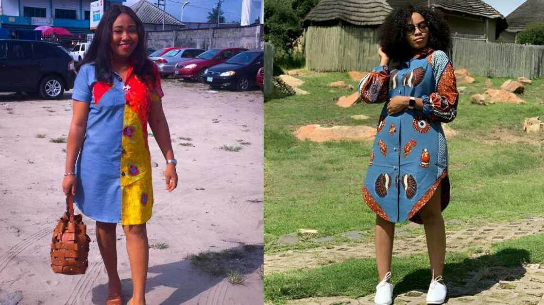 Denim Ankara shirt dresses