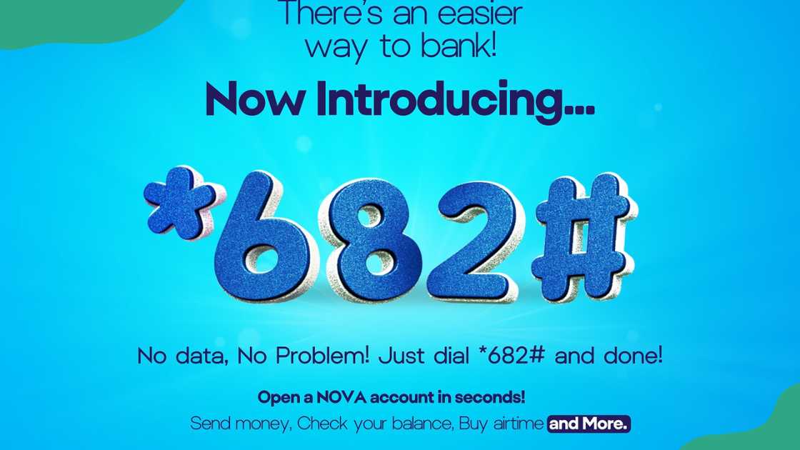 A screen displaying the Nova Bank USSD code.