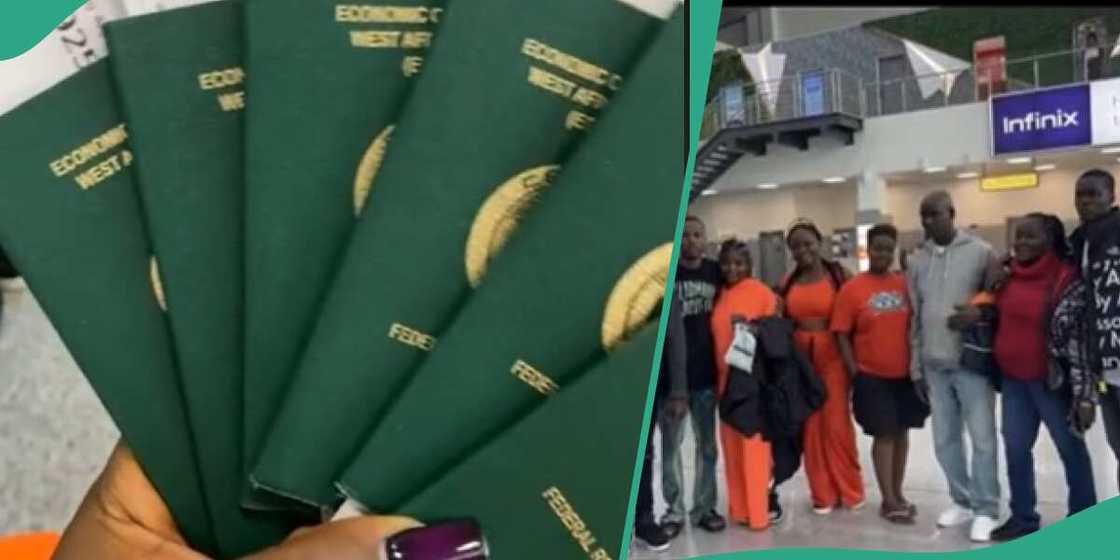The family showed their visas The family showed their visas