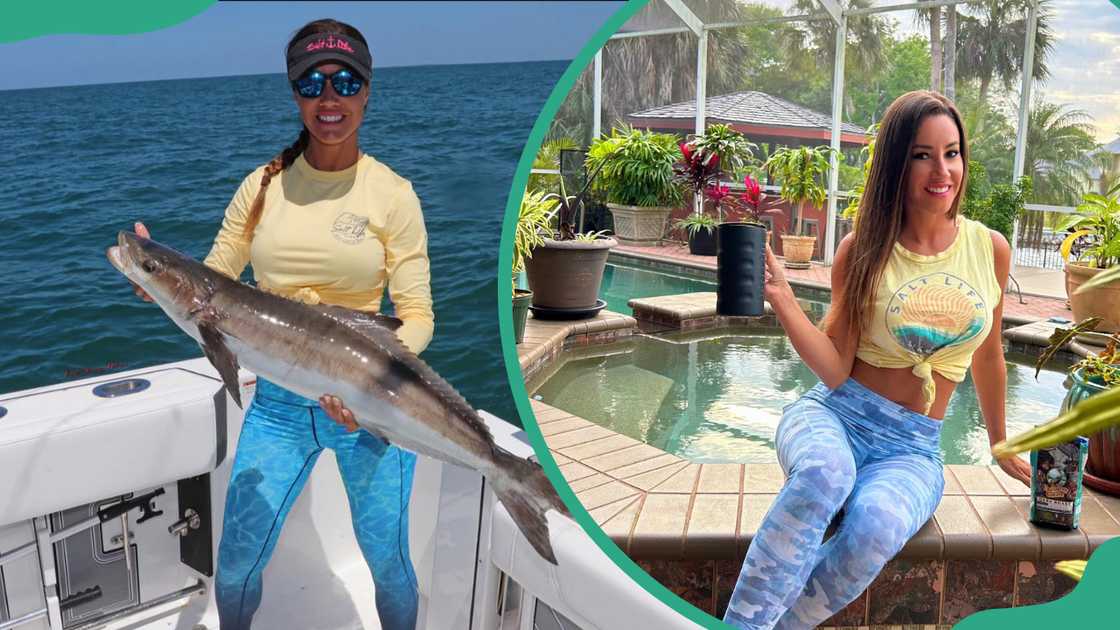 Luiza Barros in the deep seas holding a flower before replanting it Luiza Barros in the deep seas holding a flower before replanting it