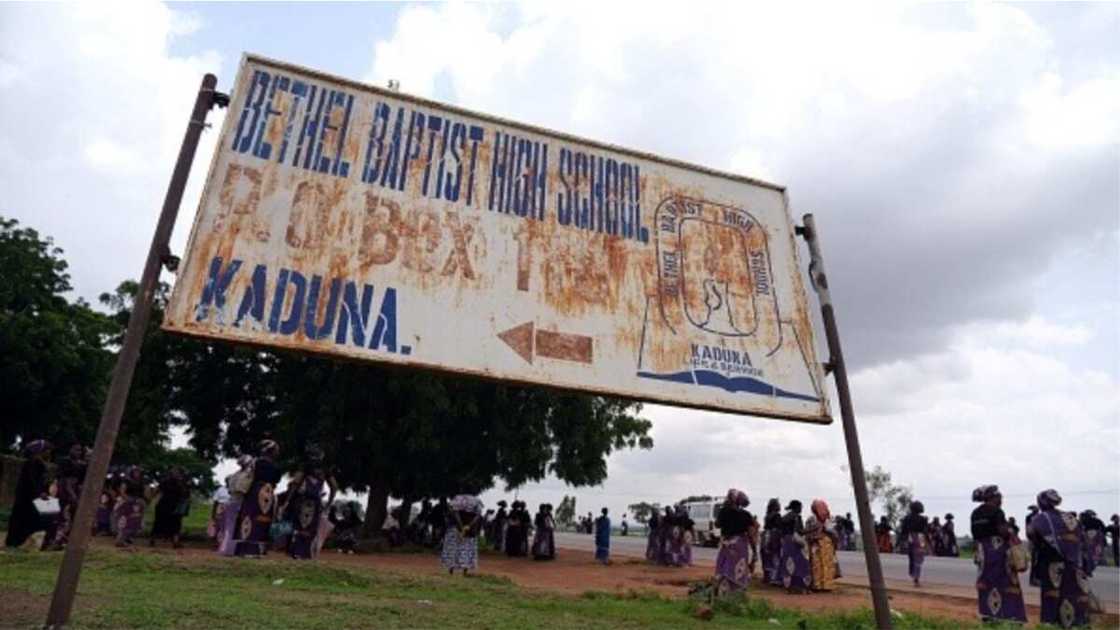 A signboard of Bethel Baptist School in Kaduna A signboard of Bethel Baptist School in Kaduna