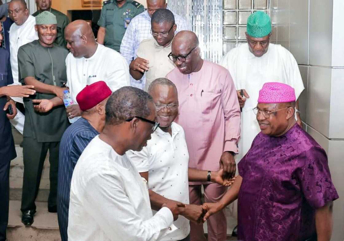Samuel Ortom, Edo PDP chapter, reconciliation, Godwin Obaseki, Philip Shuaibu Samuel Ortom, Edo PDP chapter, reconciliation, Godwin Obaseki, Philip Shuaibu