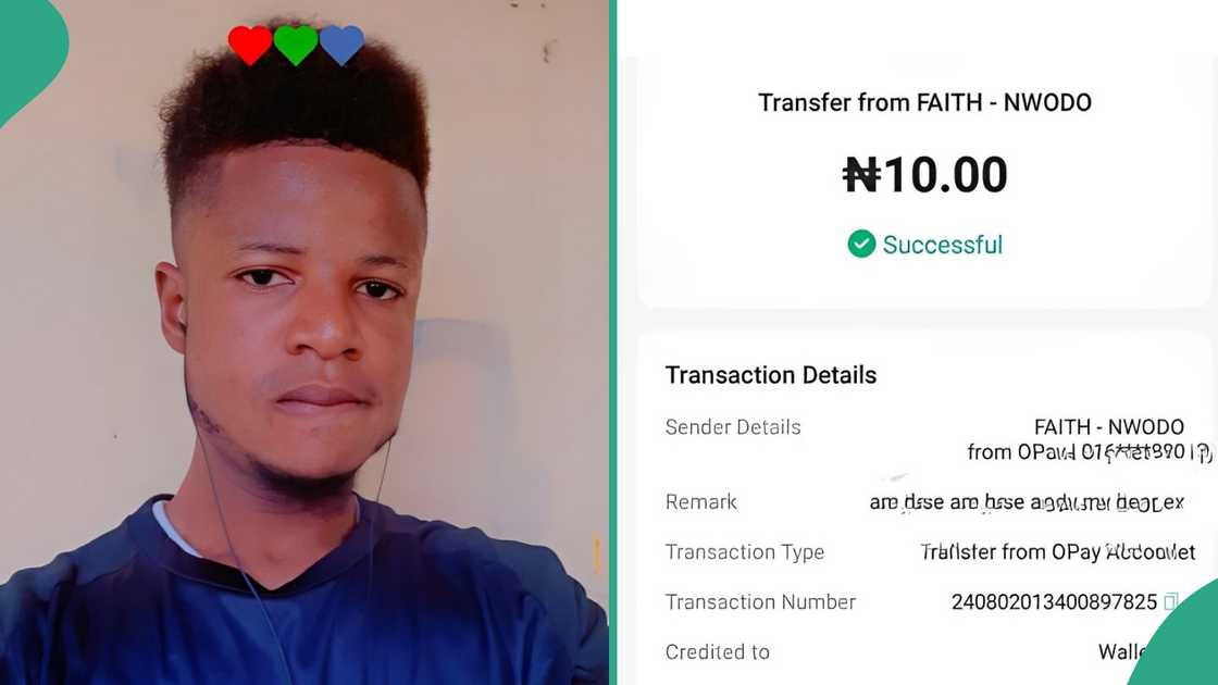 Reactions as man displays N10 alert he received from his ex-girlfriend after he became jobless