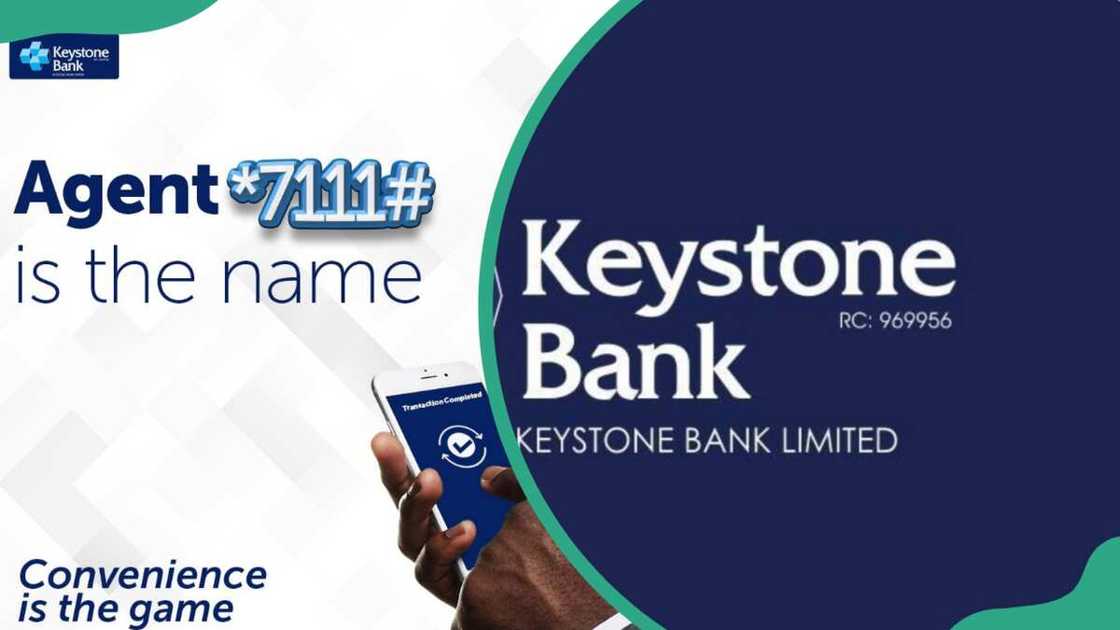 Keystone Bank code; the bank's magic code (*7111#) and logo Keystone Bank code; the bank's magic code (*7111#) and logo