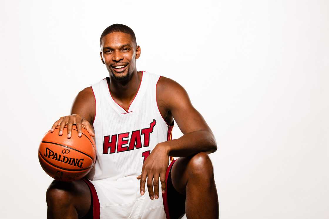 Chris Bosh of the Miami Heat poses for a portrait. Chris Bosh of the Miami Heat poses for a portrait.