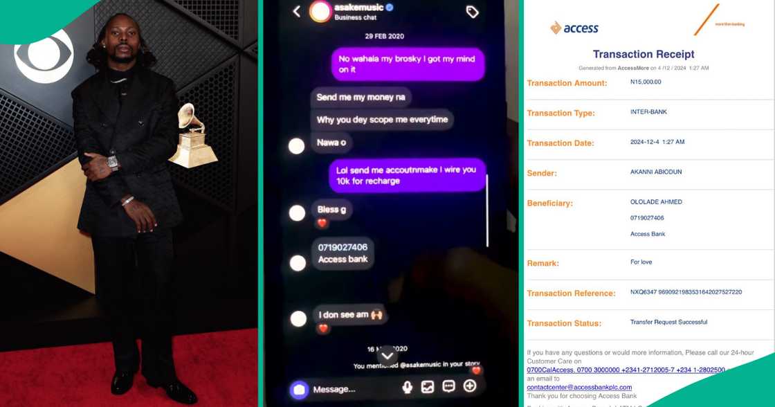 Reactions as man sends money to Asake's Access account after someone posted old chat of singer begging for money Reactions as man sends money to Asake's Access account after someone posted old chat of singer begging for money