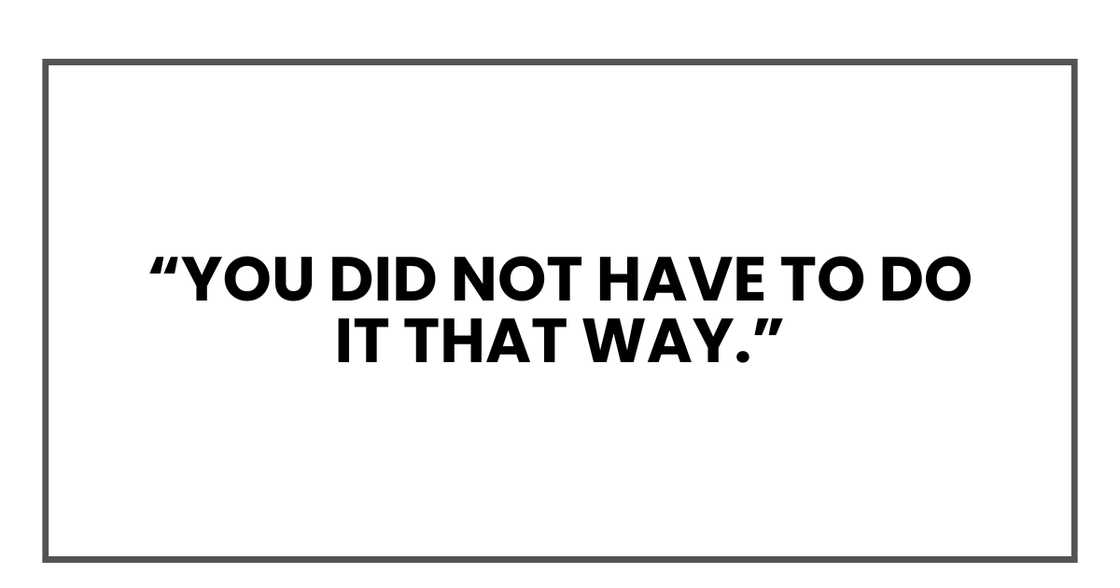 You did not have to do it that way You did not have to do it that way