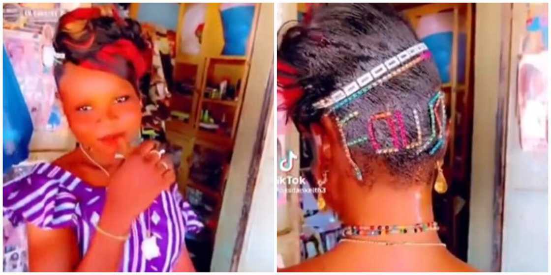 Lady with unique hairstyle. Lady with unique hairstyle.