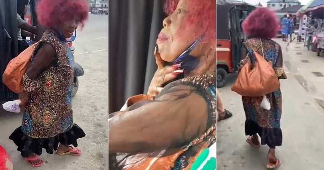 Old woman rocks lipstick and artificial nails Old woman rocks lipstick and artificial nails