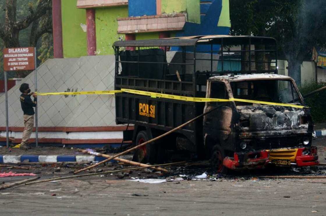 Anger against police resulted in a truck being torched Anger against police resulted in a truck being torched