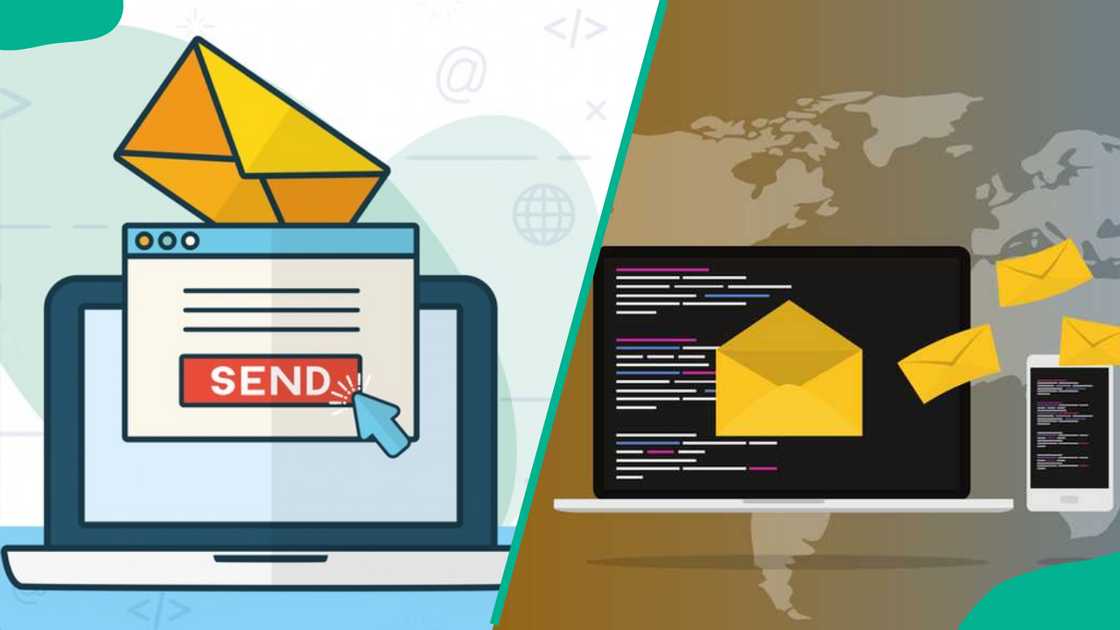 An illustration of emails being sent An illustration of emails being sent