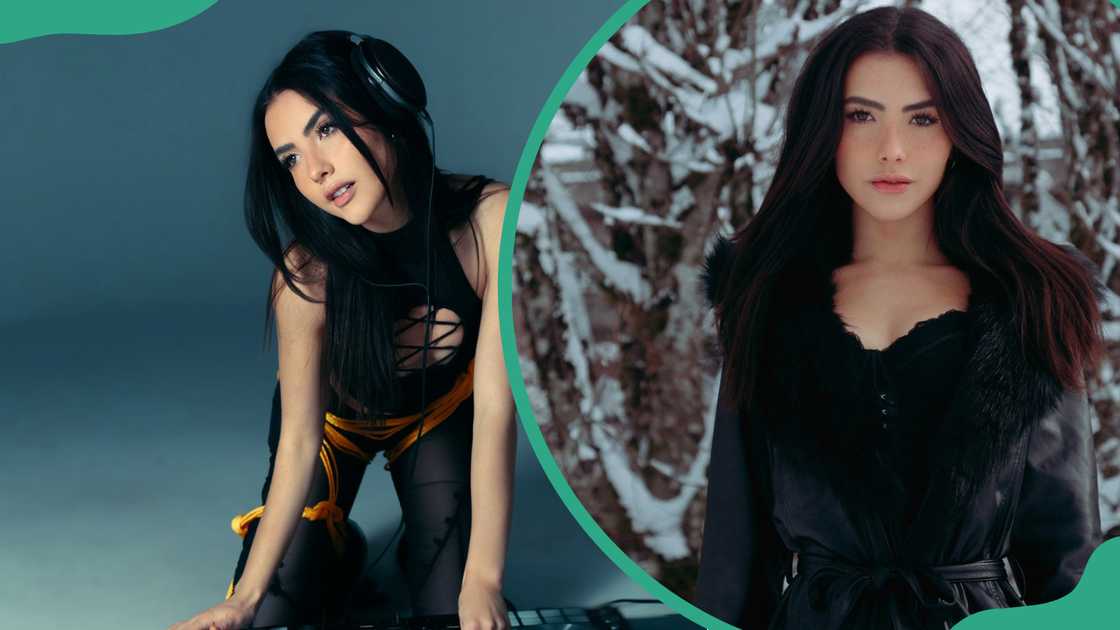 The chess player posing for pictures in black outfits The chess player posing for pictures in black outfits