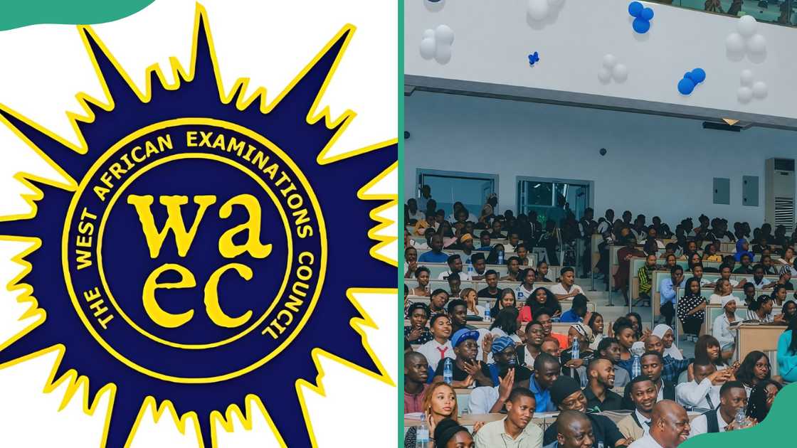 The WAEC logo and University of Lagos students The WAEC logo and University of Lagos students