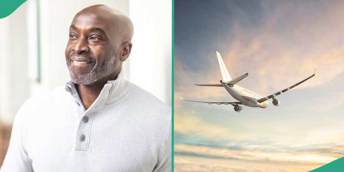 Man reacts as passengers rush Air Peace. Man reacts as passengers rush Air Peace.
