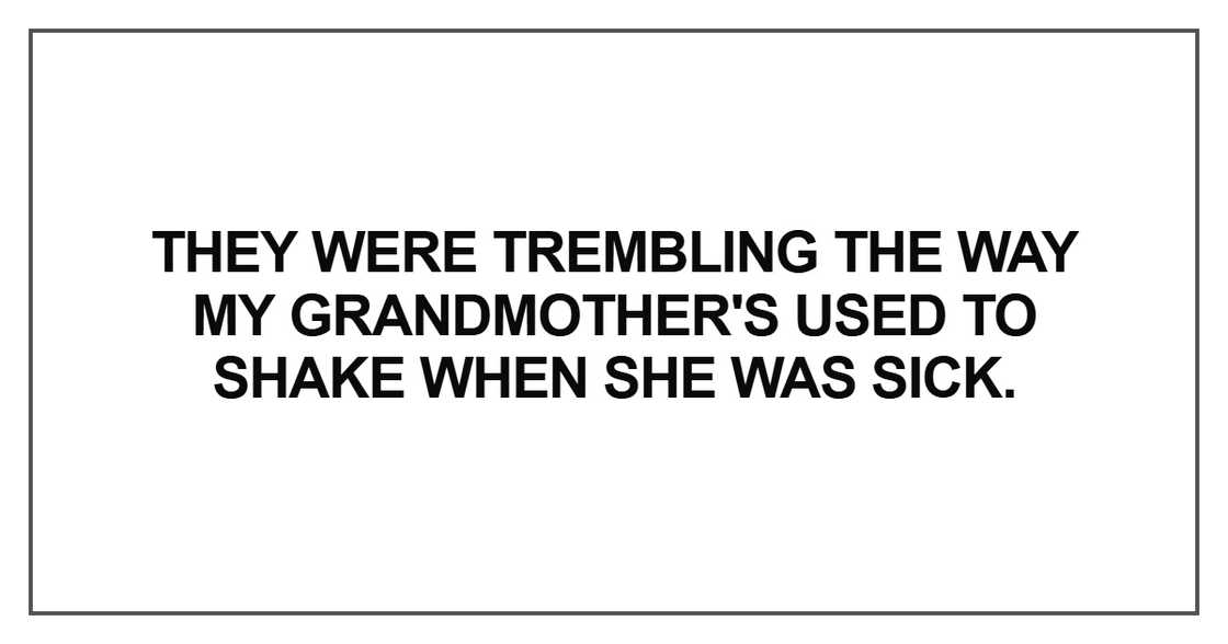 They were trembling the way my grandmother's used to shake