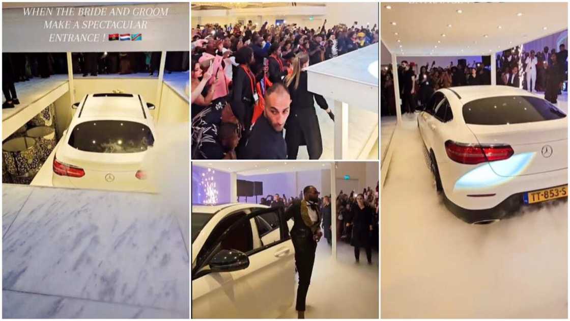 White Mercedes Benz/Classy entrance. White Mercedes Benz/Classy entrance.