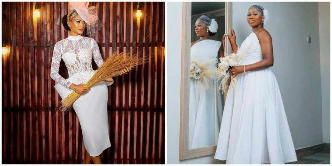 Photos of two ladies in court wedding dress inspirations. Photos of two ladies in court wedding dress inspirations.