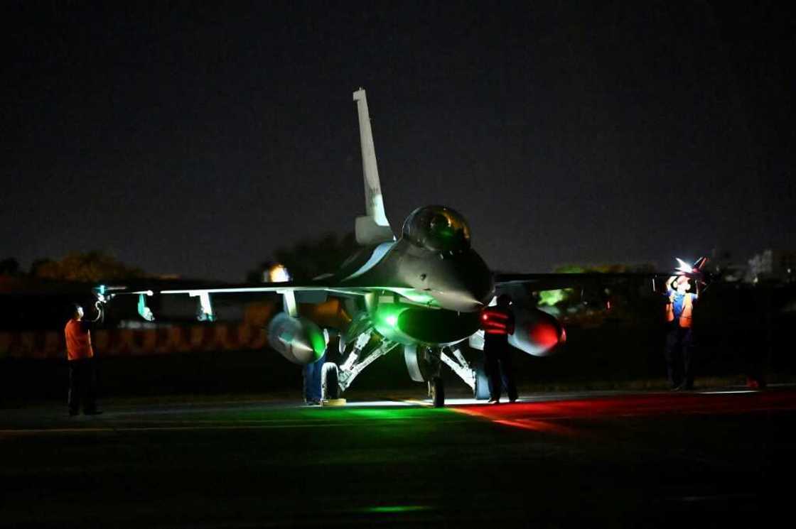 Taiwan has staged its own drills simulating a defence against invasion and has displayed its most advanced fighter jet