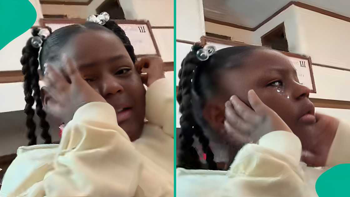 Little girl cries after mum took her to a church.